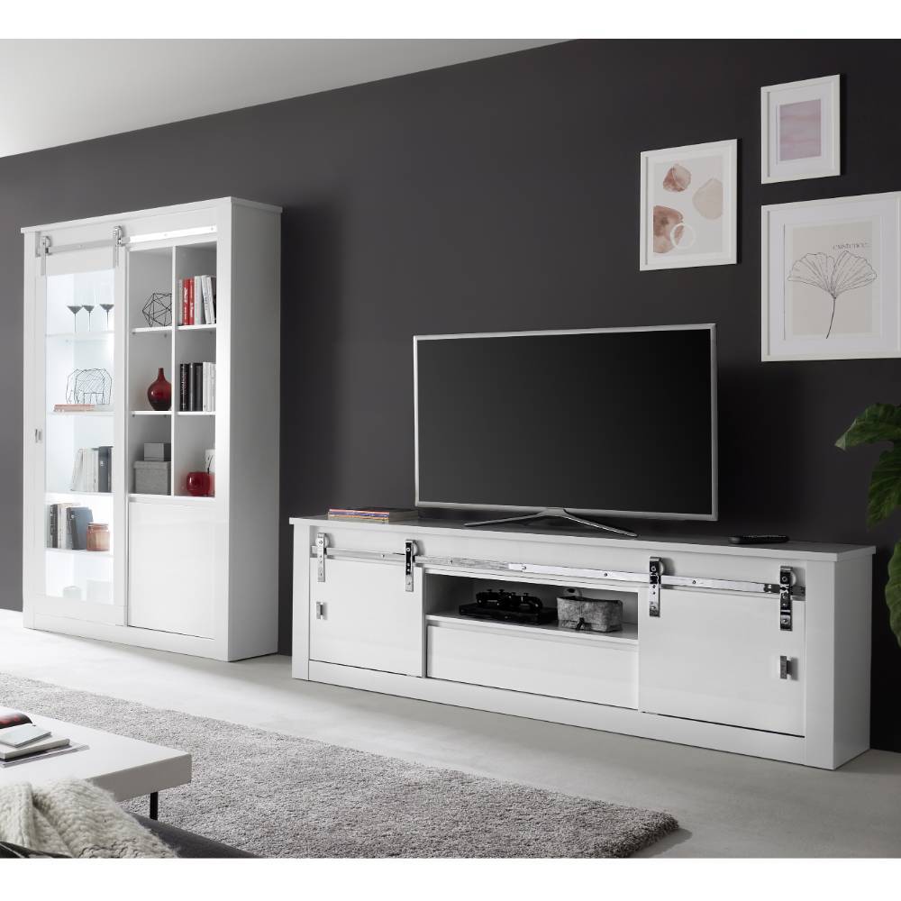 Fernseher Schrankwand Melvyno 200 cm hoch 43 cm tief (zweiteilig)
