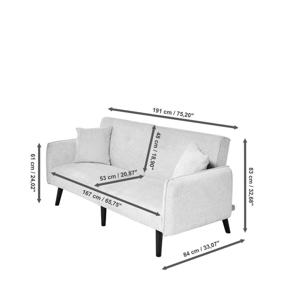 Schlafsofa Izmara aus Boucle Stoff in Champagner