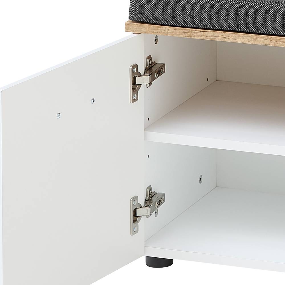 Schuhbank Alamo inklusive Sitzpolster Auflage in Weiß matt