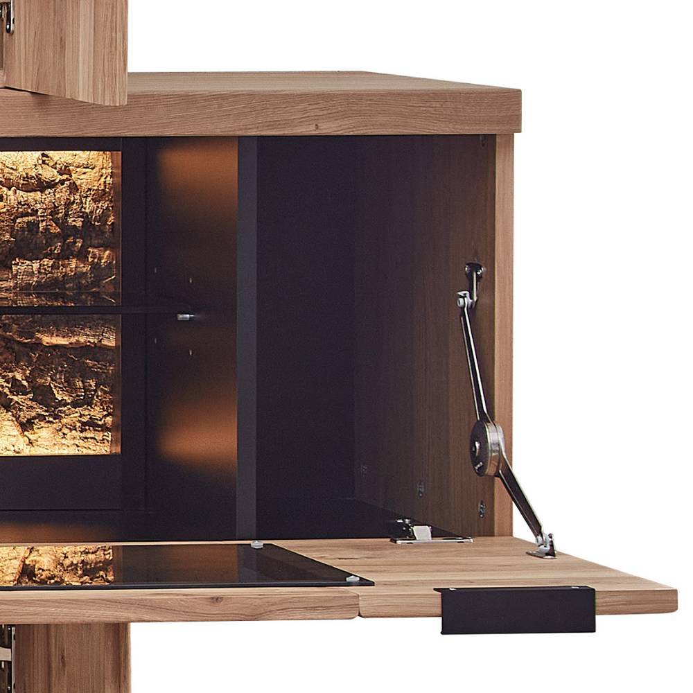 Wohnzimmervitrinenschrank Emly 203 cm hoch mit Massivholz Türen