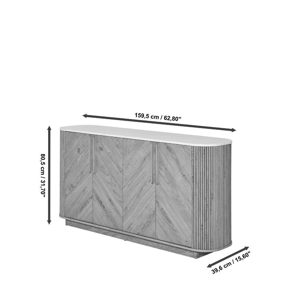 Sideboard Cornelys in Eichefarben mit Fischgrät Muster