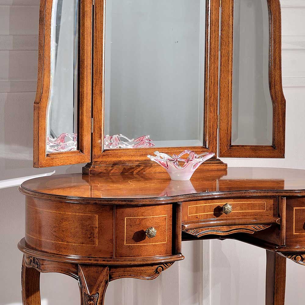 Schminktisch Casamarina im Barock Design in Nussbaumfarben