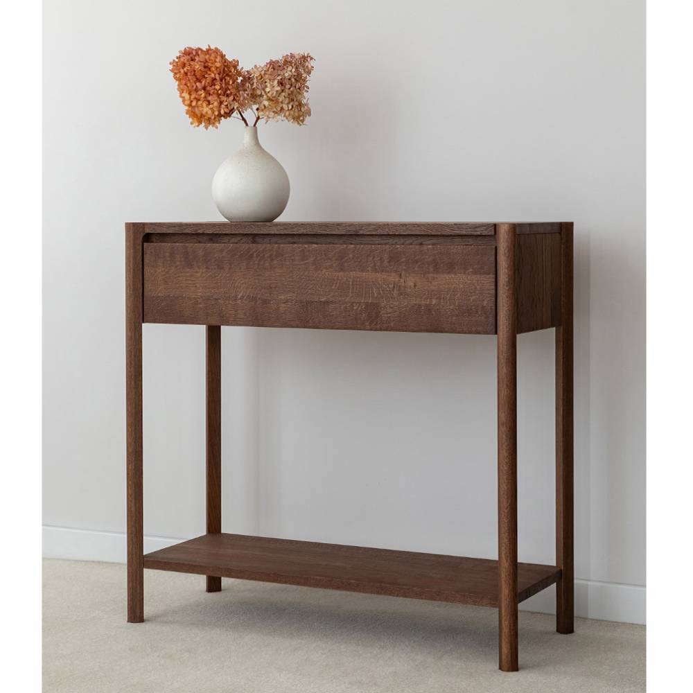 Eiche Massivholz Konsolentisch Sona braun geölt 28 cm tief