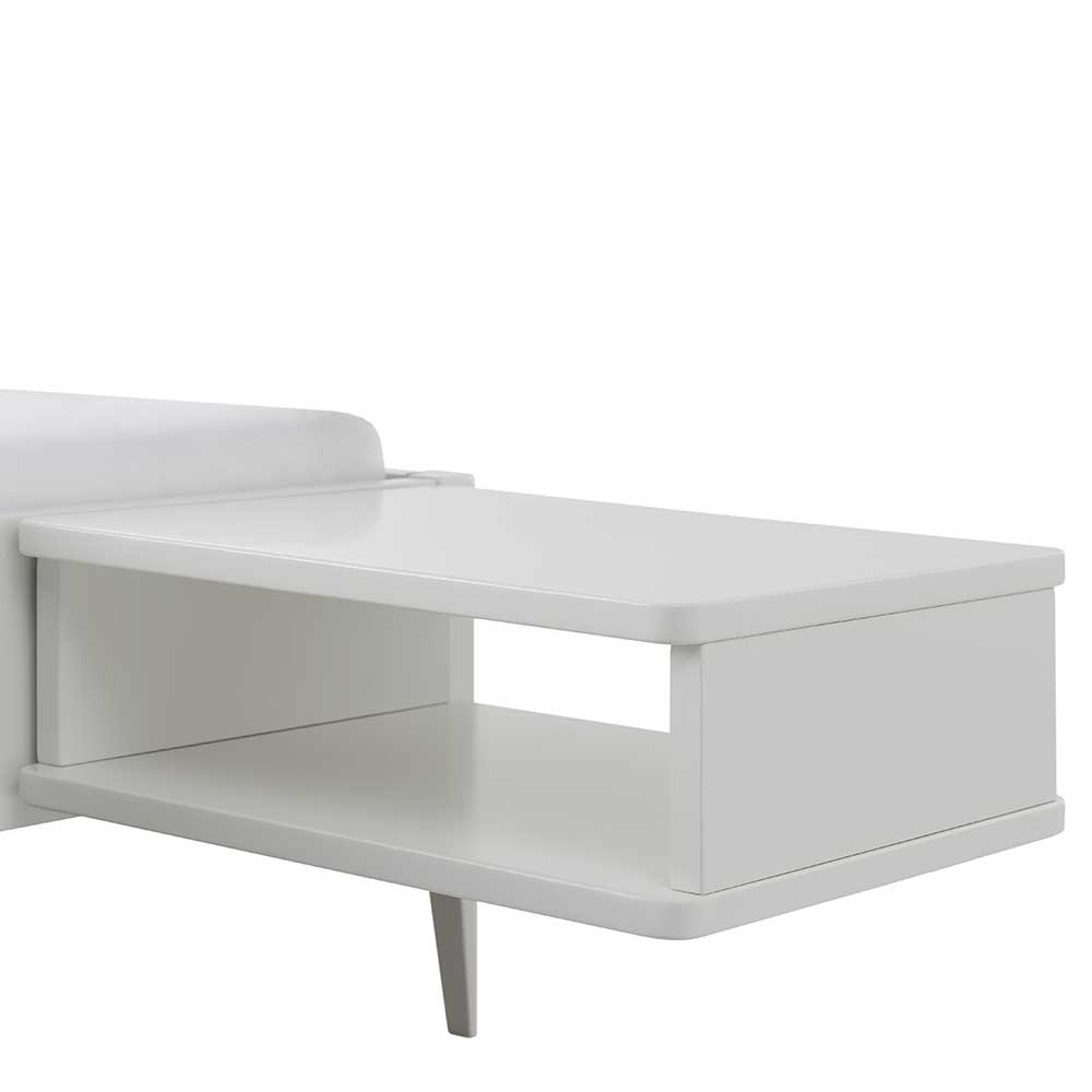 Weißes 140 cm Bett Jerry aus MDF 38 cm Einstiegshöhe