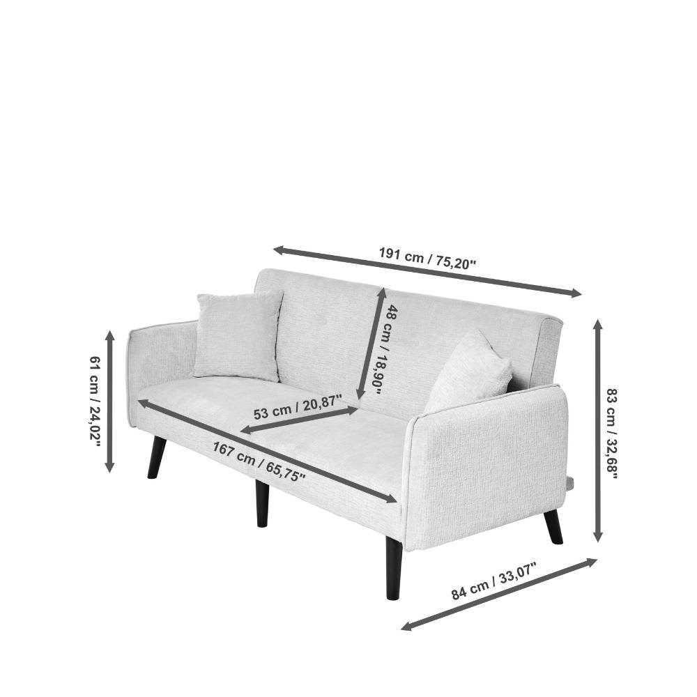 Schlafsofa Segradon in Offwhite mit Rücken Klappmechanik