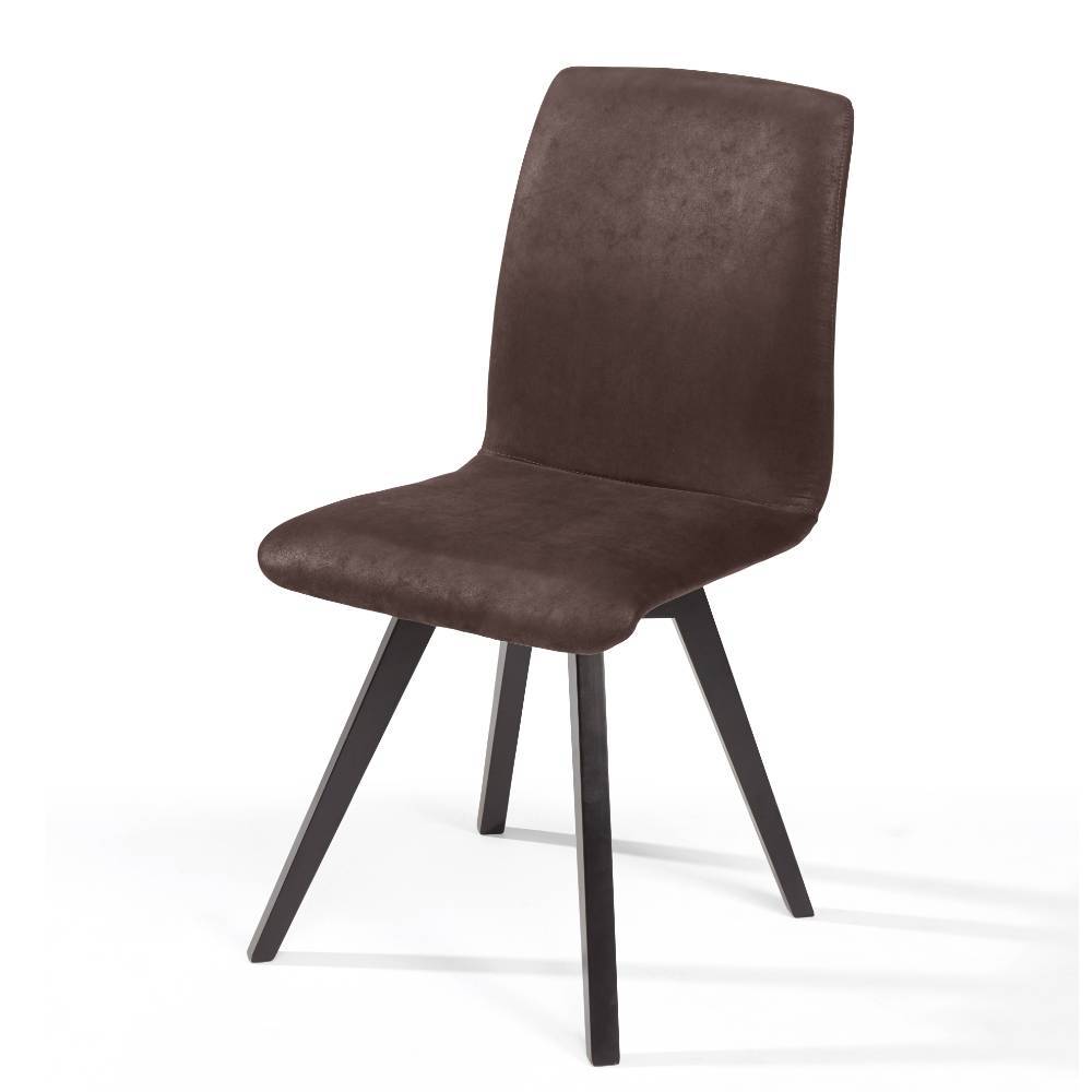 Polsterstuhl Esszimmer Curedo in Dunkelbraun mit Gestell aus Massivholz (2er Set)