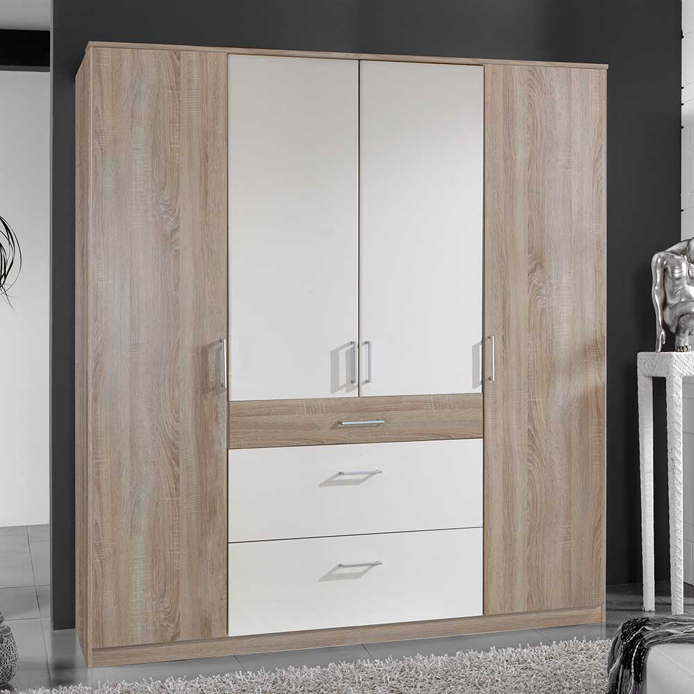 Schlafzimmerschrank Milana in Eiche Sägerau und Weiß