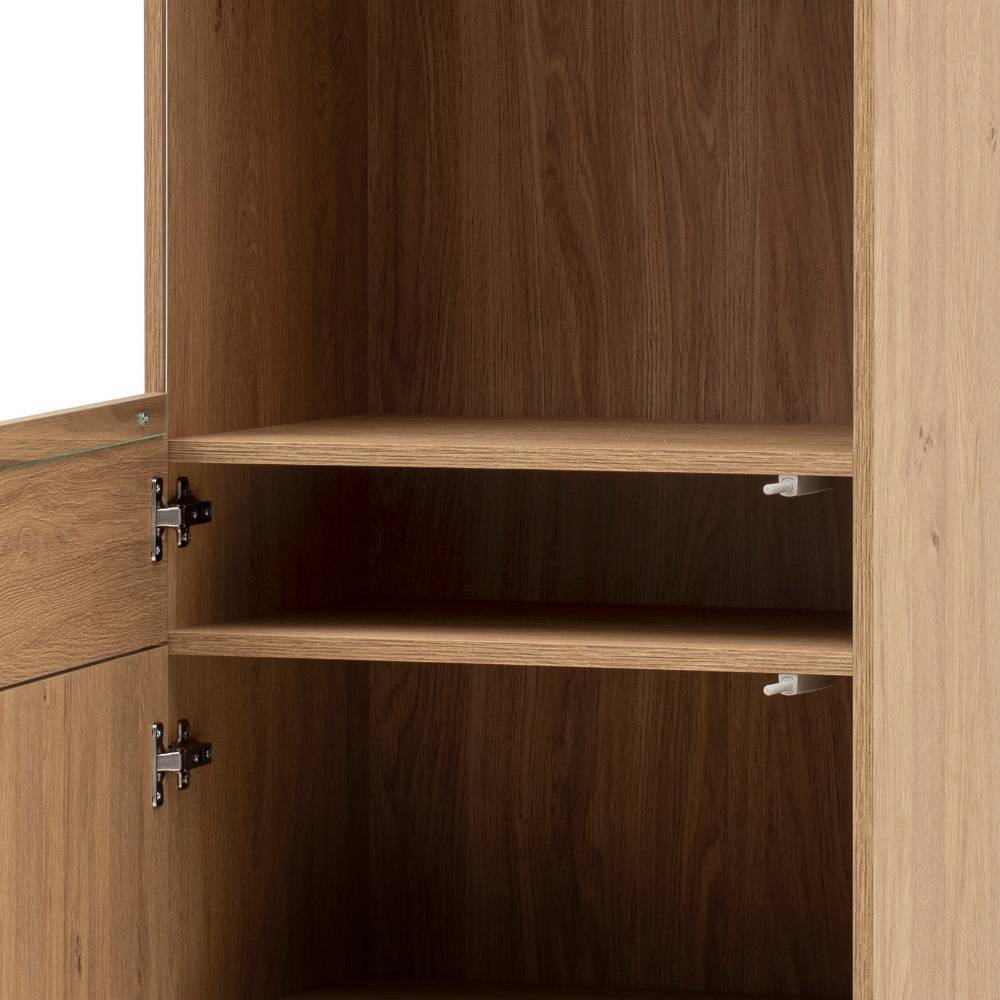 Wohnzimmer Anbauwand Carno in Eiche Stone 208 cm breit (zweiteilig)