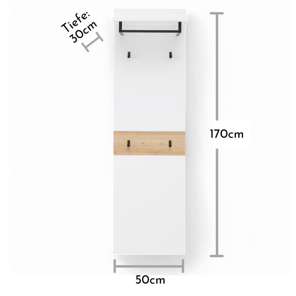Garderobenpaneel Mariocavo 170 cm hoch mit 4 Kleiderhaken