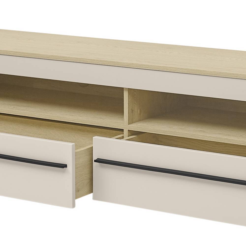 Lowboard Helina in Beigegrau und Wildeiche Bianco