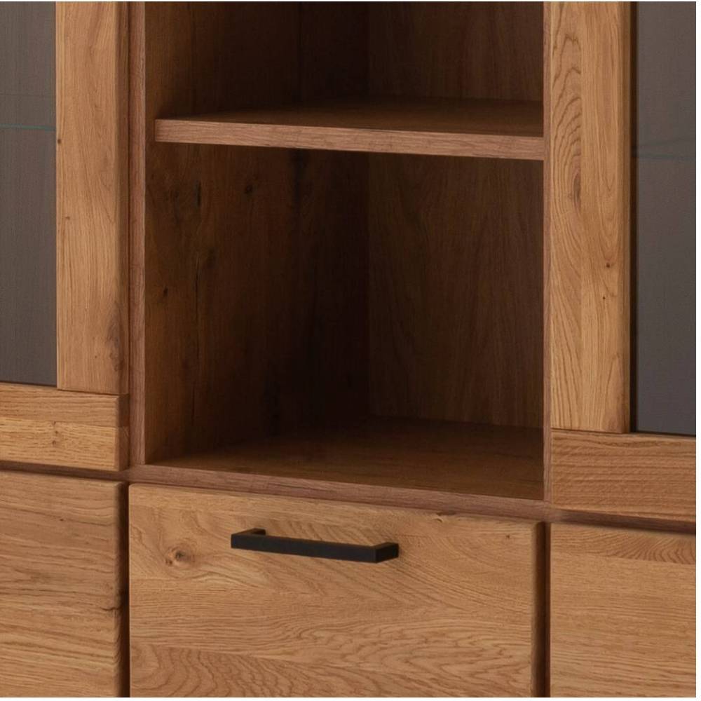 Wohnzimmer Highboard Suzana in Wildeichefarben mit Glastüren