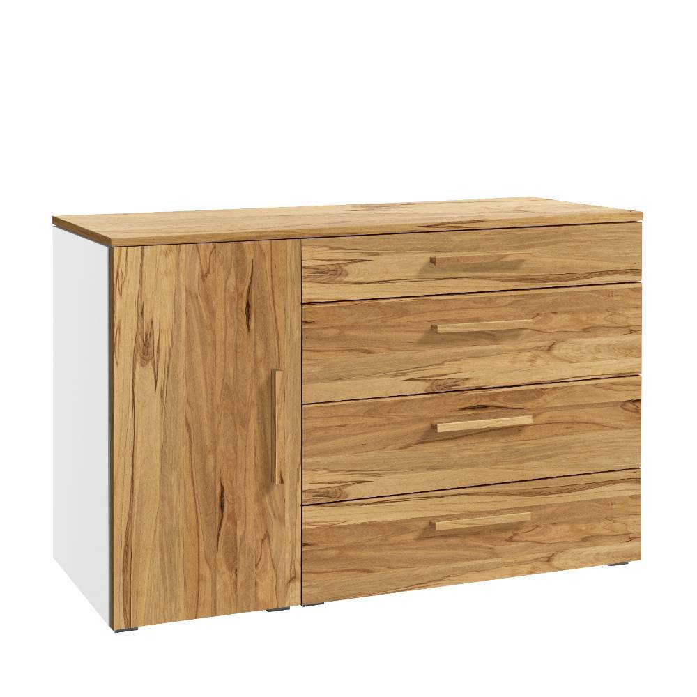 Wohnzimmer Kommode Yavunan in Wildbuchefarben & Weiß 135 cm breit