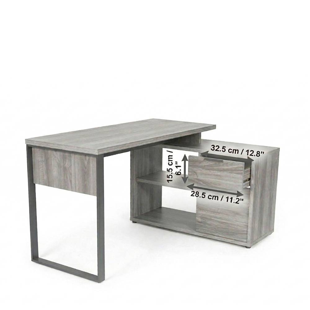 Büroschreibtisch Ortensia mit Seitenregalen in modernem Design