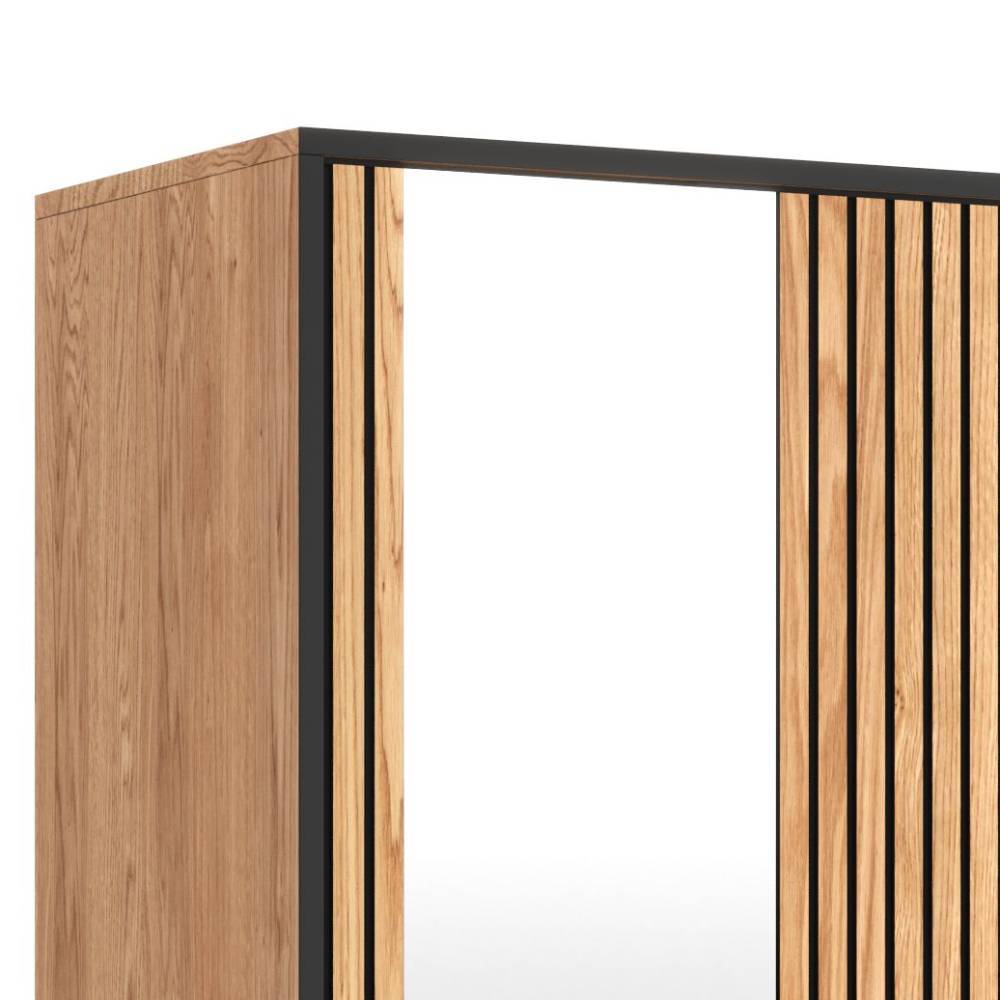 Dielenkleiderschrank Laviella mit Spiegeltür und Bügelgestell aus Metall