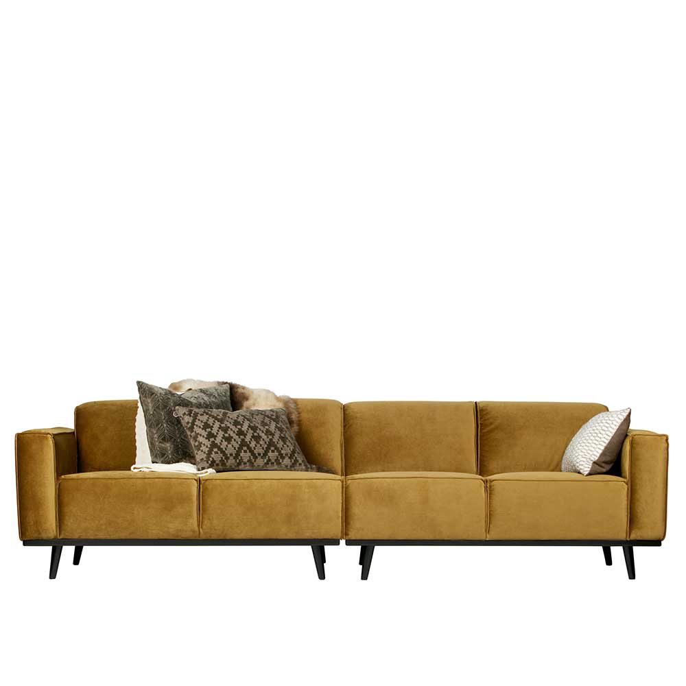 Wohnzimmer Sofa Graves in Honigfarben Samt im Retro Style