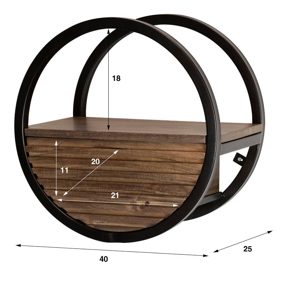 Wandhängeregal German mit einer Schublade und Massivholz Oberfläche