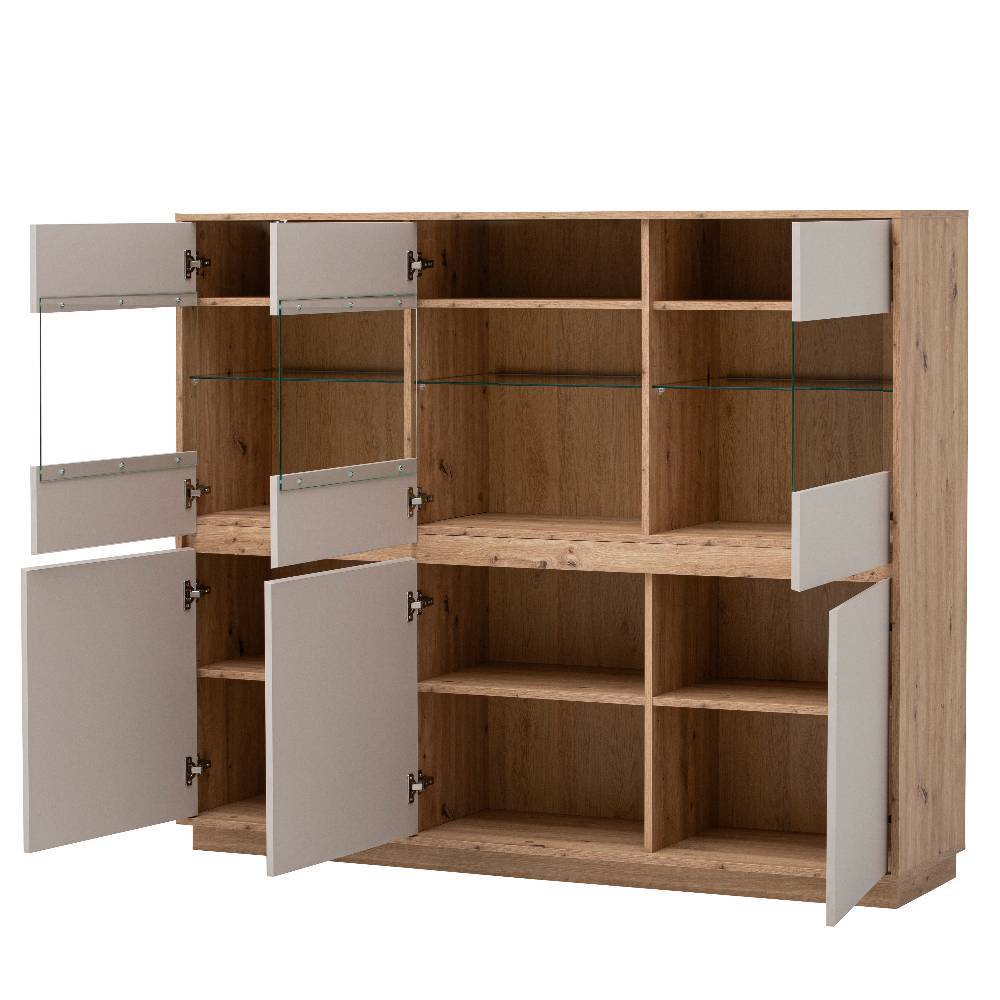 Highboard Vitrine Ikba mit Glastüren 164 cm breit