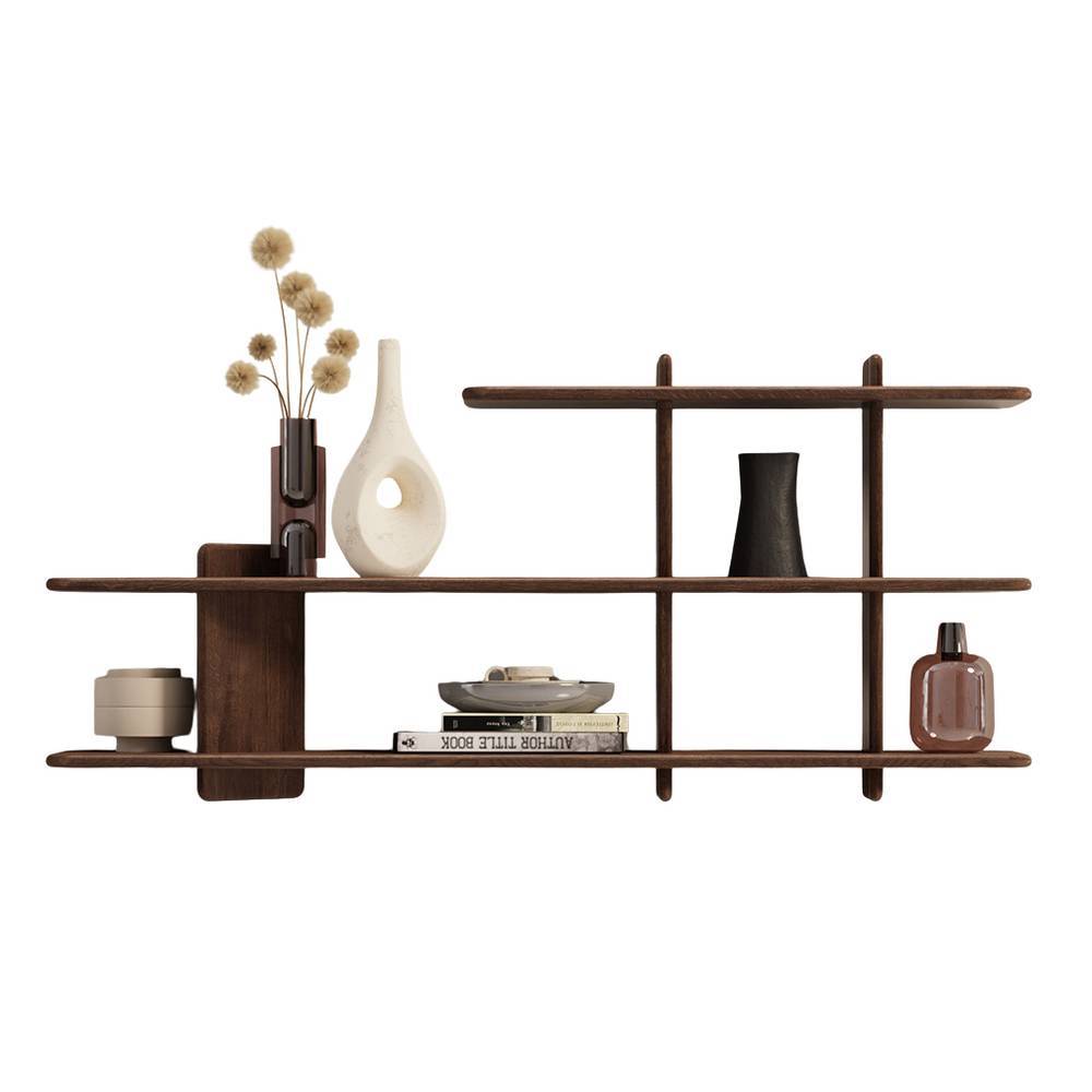 Eiche Massivholz Wandregal Guaran in Eiche Tabacco im Skandi Design