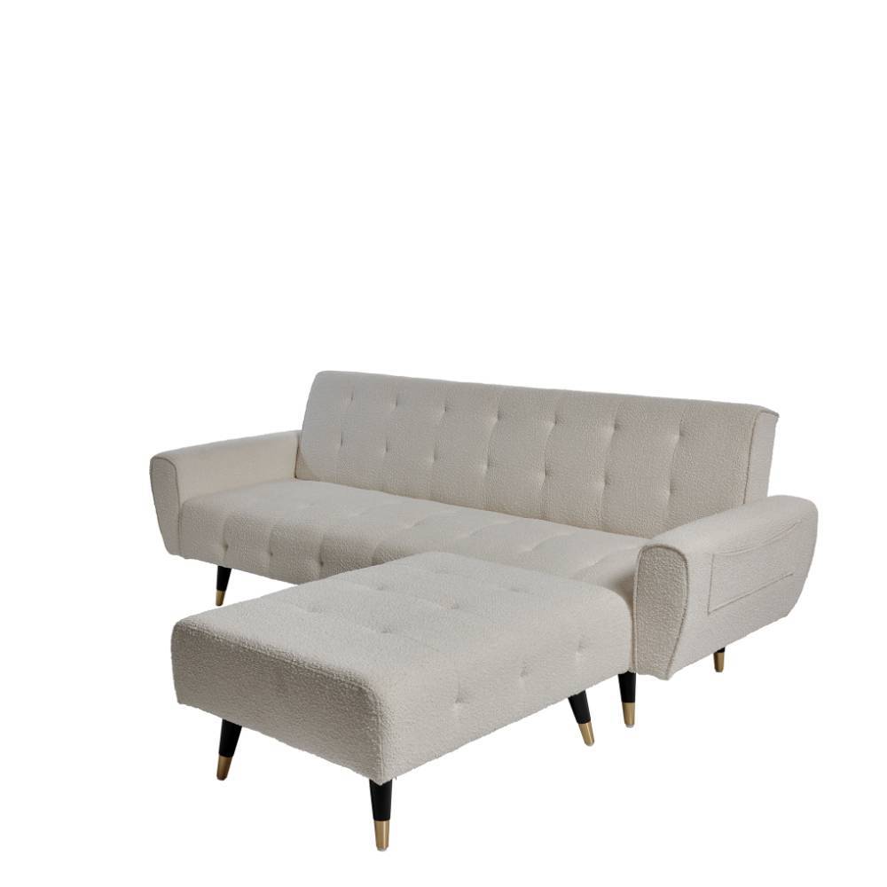 Schlafsofa Sair aus Boucle Stoff in Offwhite (zweiteilig)