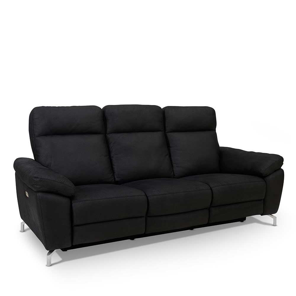 3er Sofa Emonila in Schwarz mit Relaxfunktion