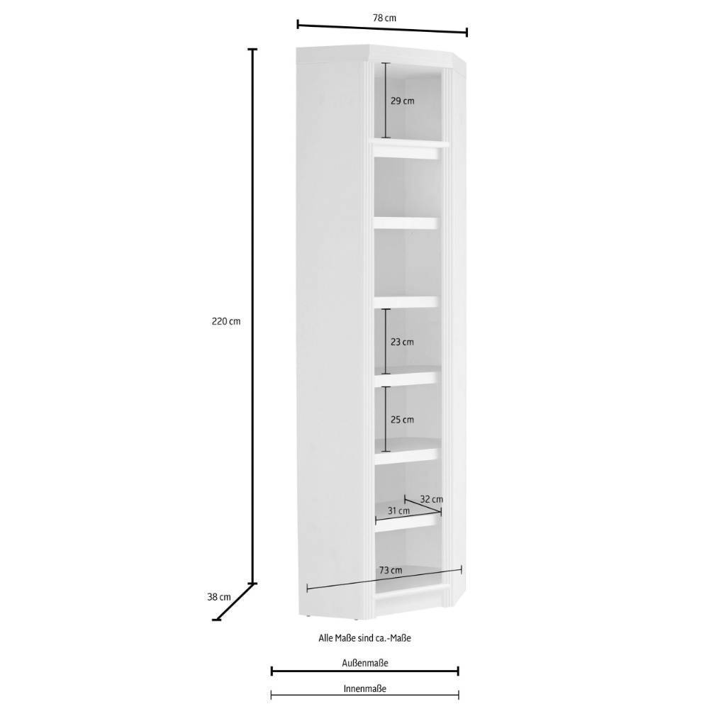 Eck Regal Claros 220 cm hoch aus Kiefer Massivholz