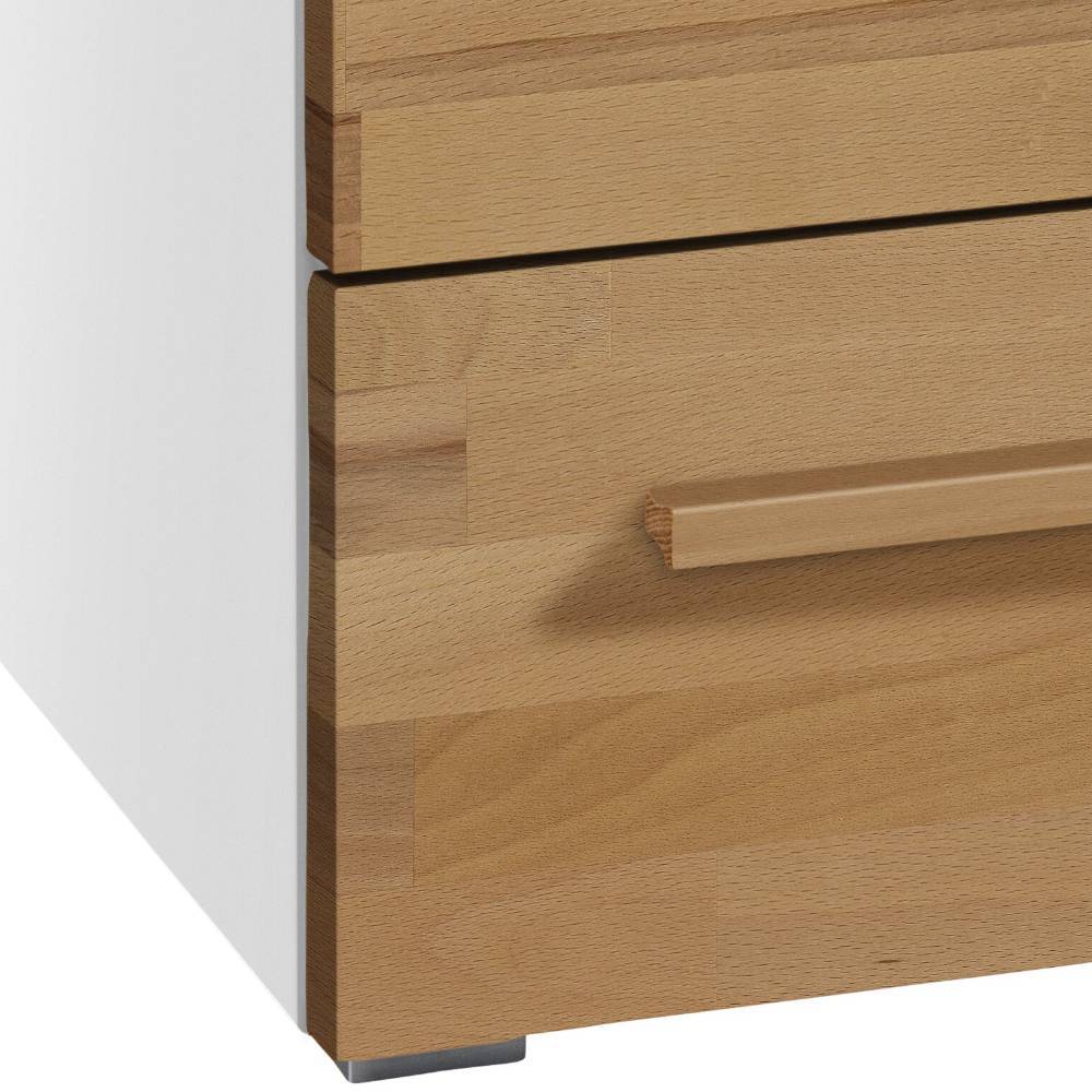 Moderne Kommode Lusiana in Kernbuchefarben und Weiß
