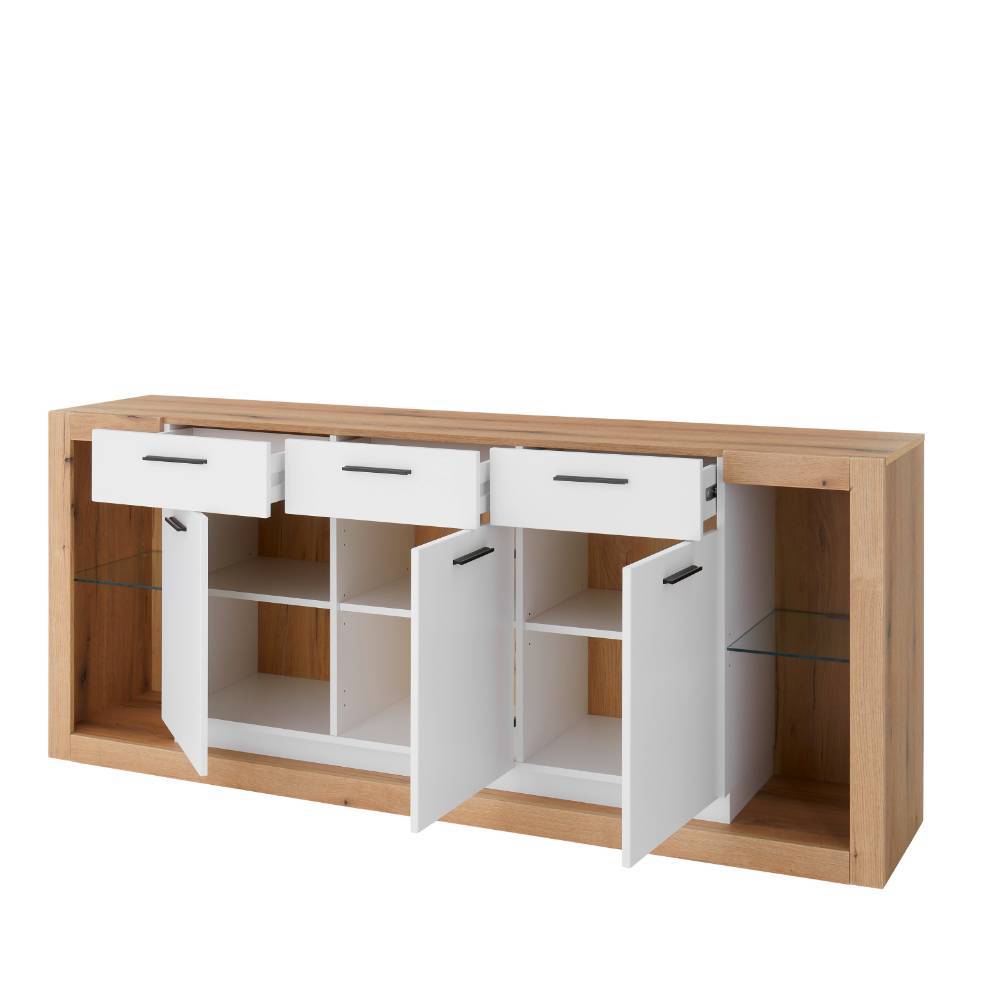 Wohnzimmer Anbauwand Asprecca in modernem Design 195 cm hoch (dreiteilig)