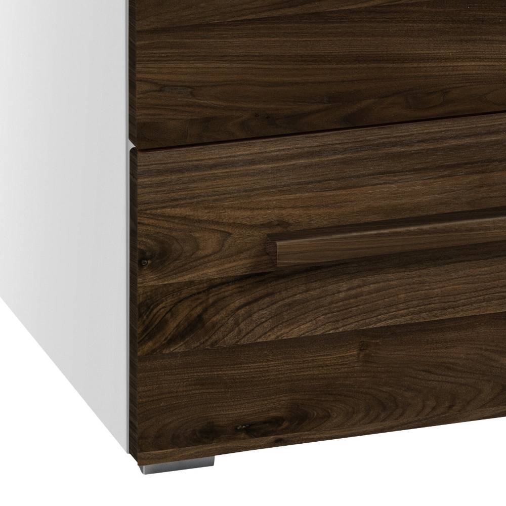Sidebord Lavion in Nussbaumfarben & Weiß mit zwölf Schubladen