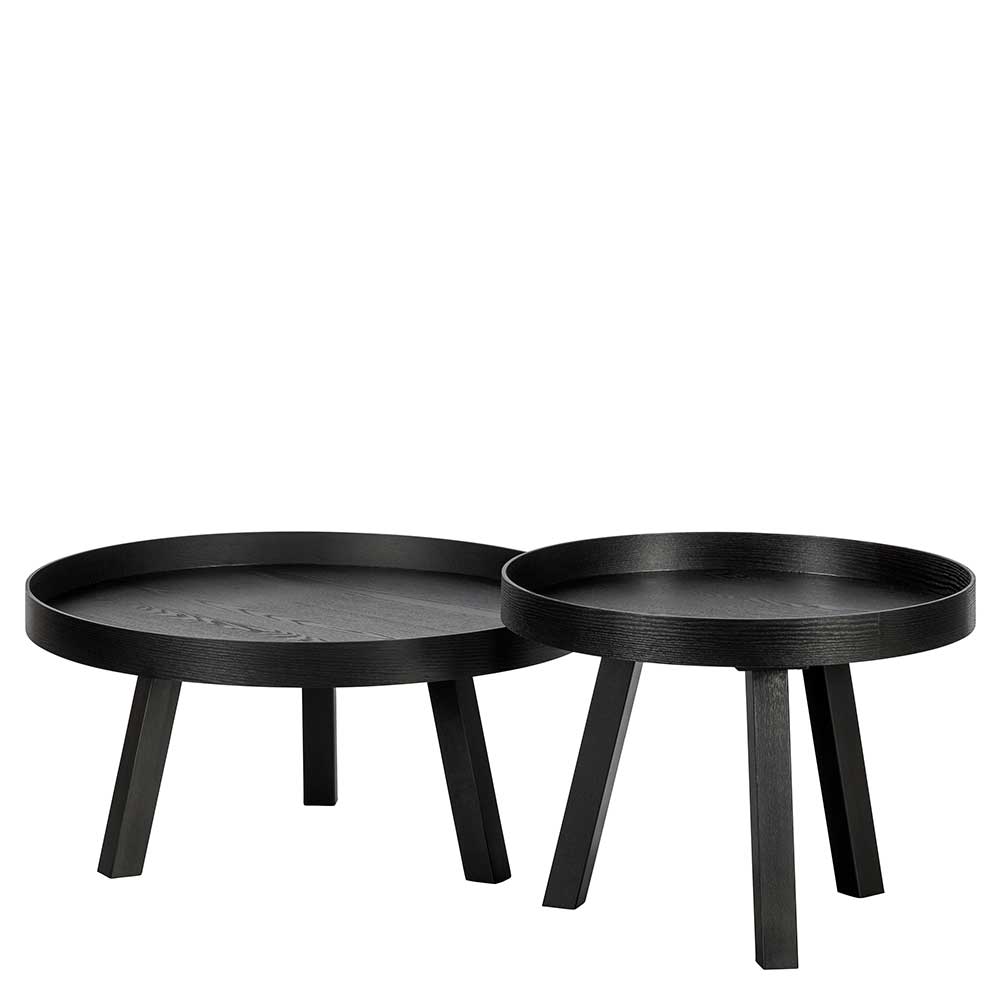 Couchtisch Set Schwarz Canaris - runde Tischplatten 35 cm hoch (zweiteilig)