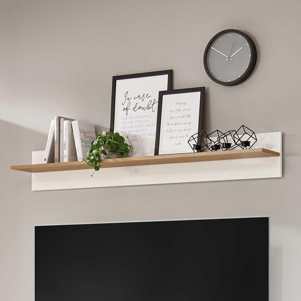 Wandboard Franvos in Weiß und Wildeiche Optik im Skandi Design