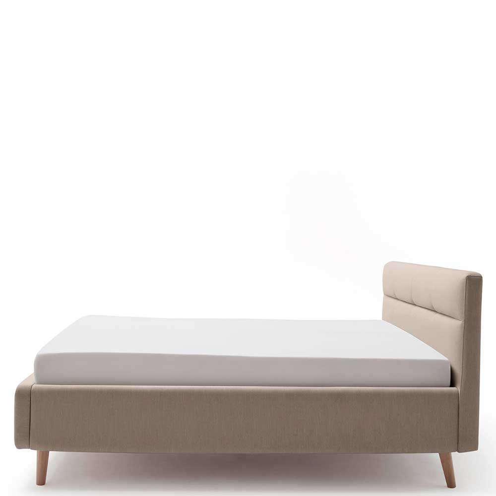Stauraumbett Ladwica in Beige Webstoff modern
