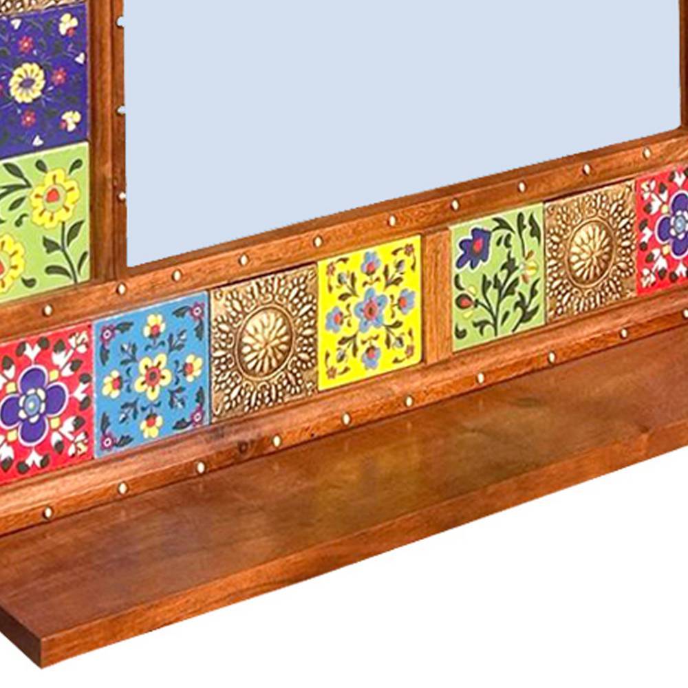 Wandspiegel Legancio im Boho Style aus Akazie Massivholz