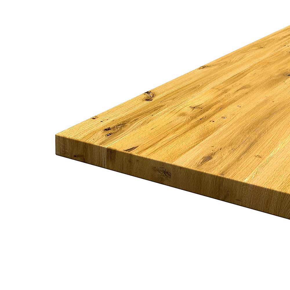 Tisch Massivholz Eiche Calcalero mit Säulengestell und Bodenplatte