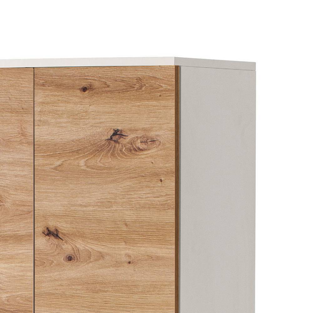 Badhochschrank Cisanda in Wildeichefarben und Weiß matt