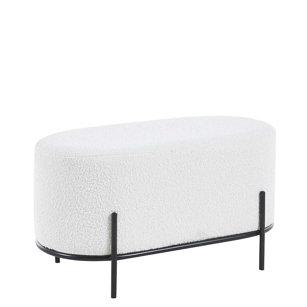 Ovaler Hocker Bryan aus Boucle Stoff und Metall 42 cm hoch