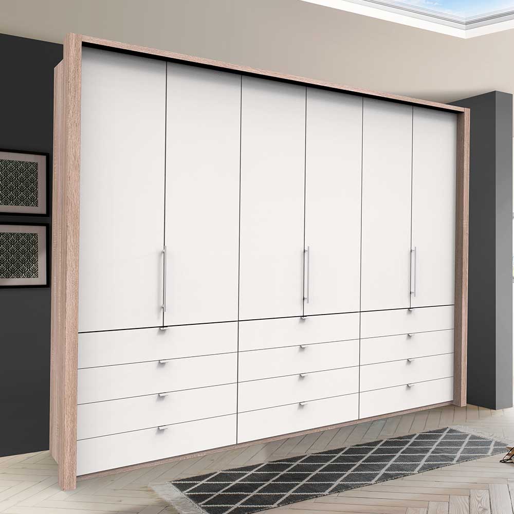 Ankleideschrank Lolyana in Weiß und Eiche Sägerau modern
