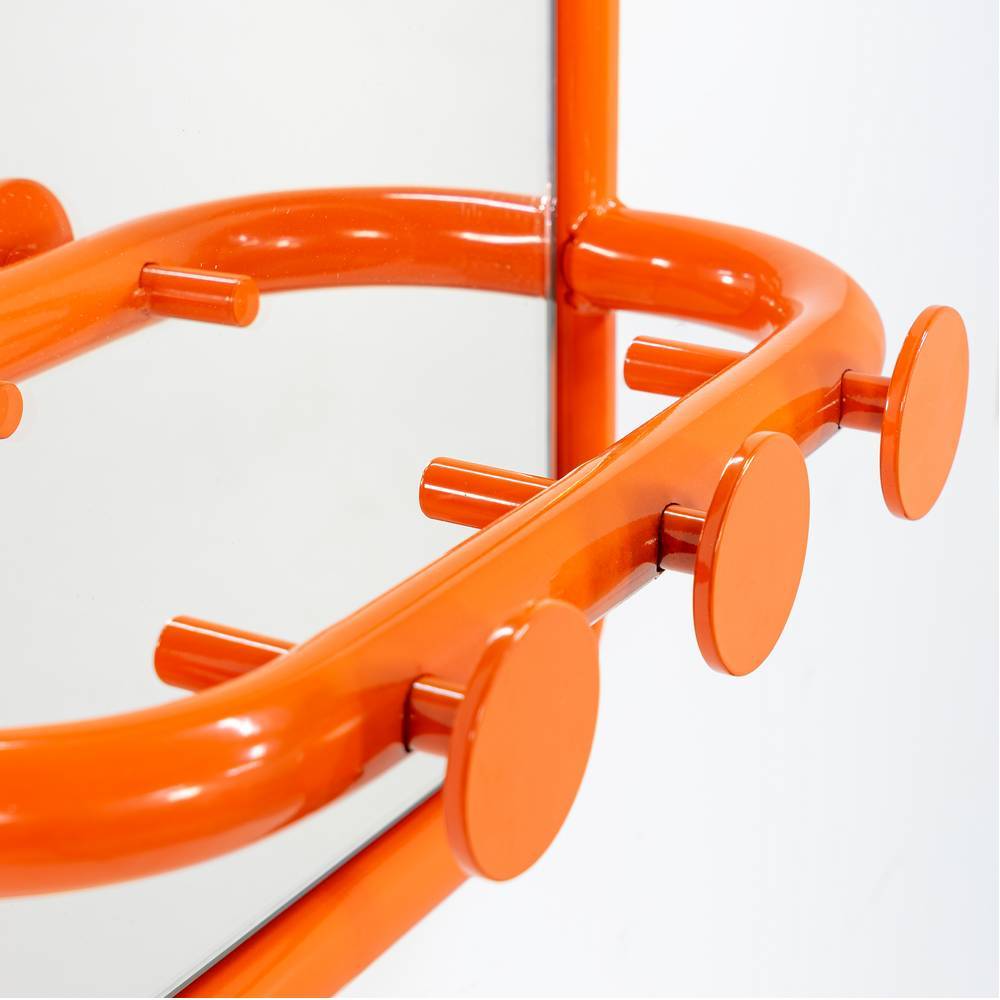 Garderobenspiegel Biancaneve in Orange im Retrostil