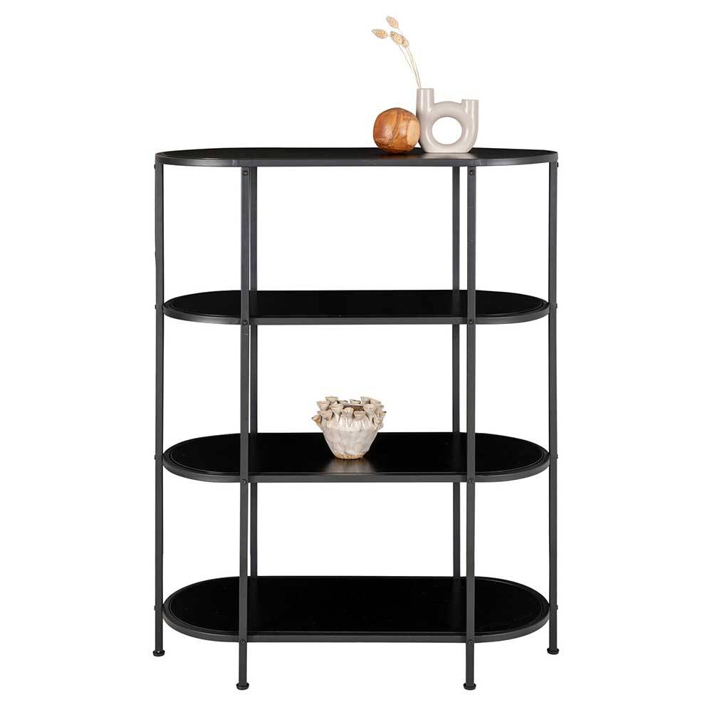 Ovales Wohnzimmerregal Enetta in Schwarz modernes Design