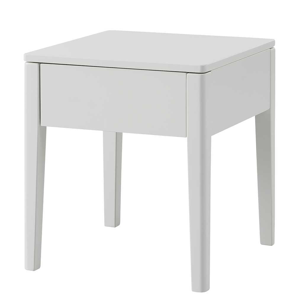 Doppel Bett in Weiß Olessa aus MDF mit Vierfußgestell aus Metall