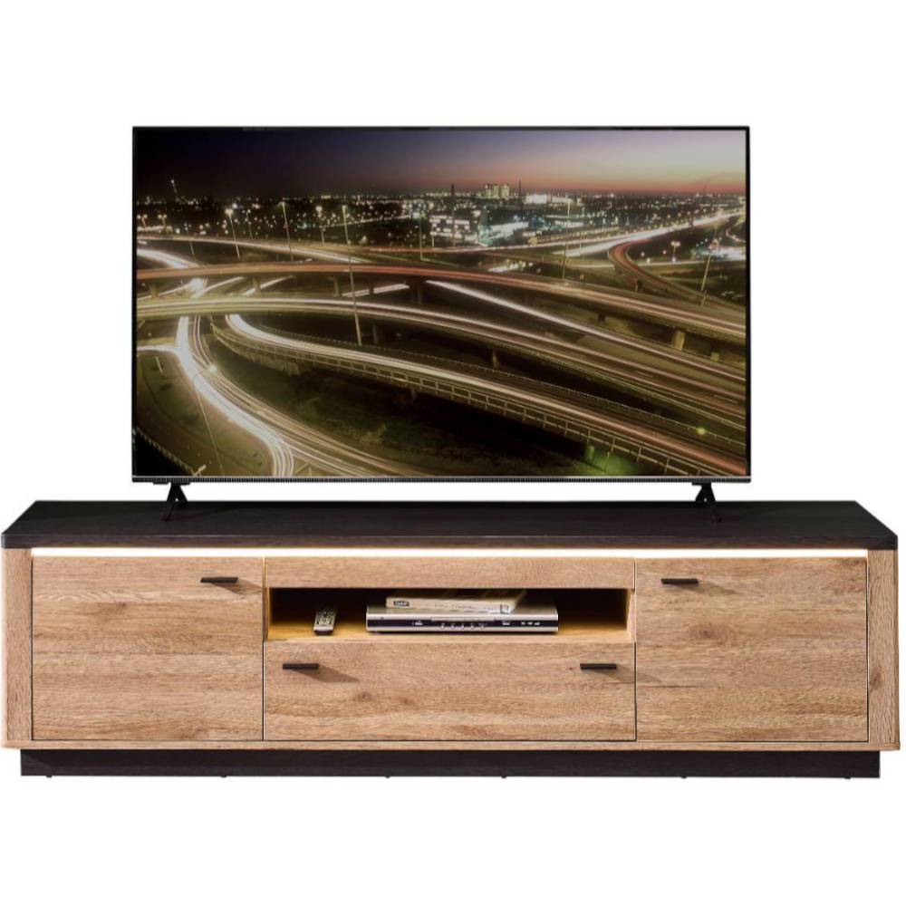 TV Lowboard Helias in Eichefarben mit LED Beleuchtung