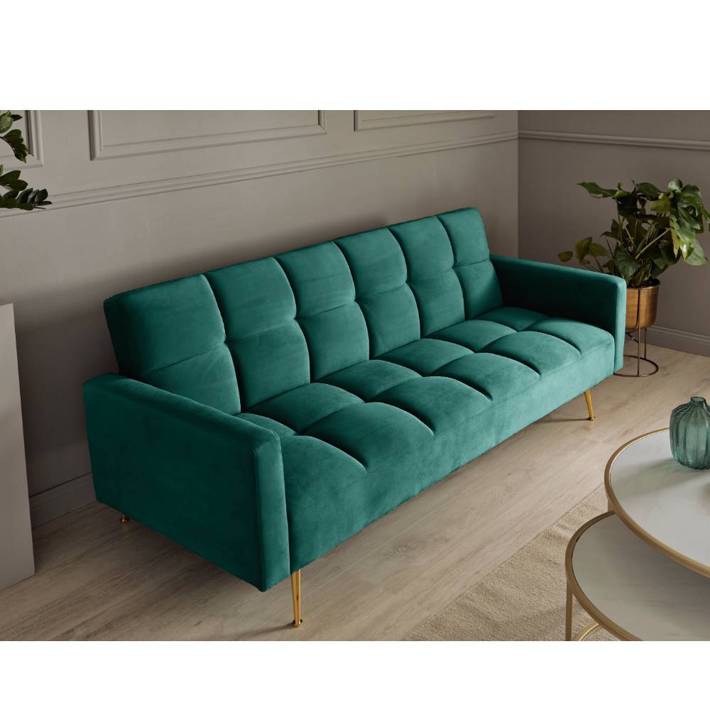 Schlafsofa Glamour aus Samt mit aufwendigen Steppungen