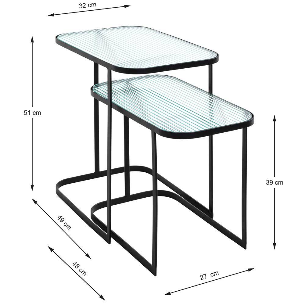 Zweisatz Tische Yamato in modernem Design mit Strukturglasplatte (zweiteilig)