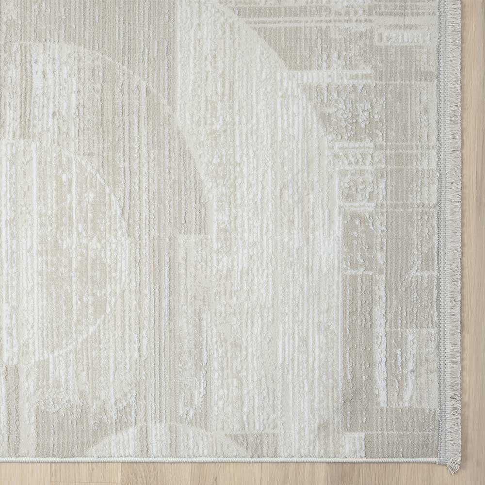 Kurzflor Teppich Ostora in Cremefarben und Beige rechteckig