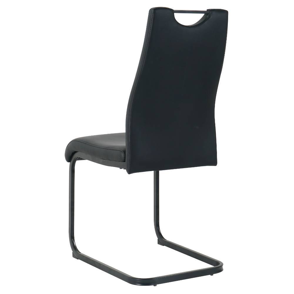 Freischwinger Stuhl Fagnetta in Schwarz aus Kunstleder (2er Set)