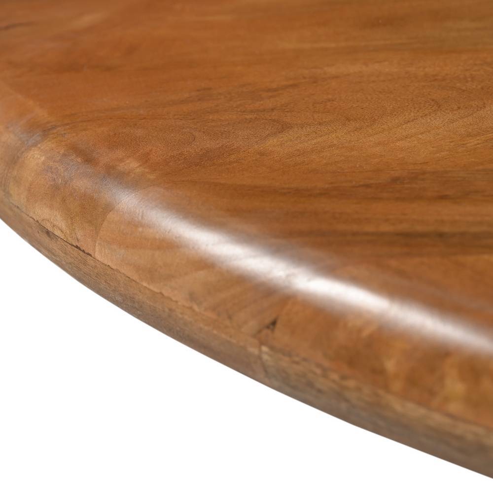Essgruppe Bertylan aus Mangobaum Massivholz und Boucle Stoff (fünfteilig)