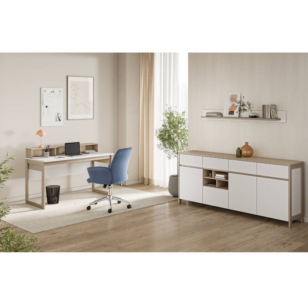 Büromöbel Komplettset Labrassa im Skandi Design melaminbeschichtet (dreiteilig)