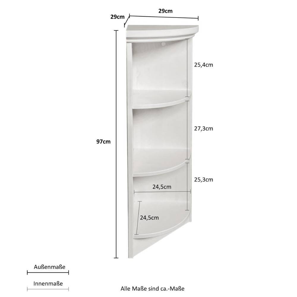 Eckregal Landhaus Claros aus Kiefer Massivholz 97 cm hoch