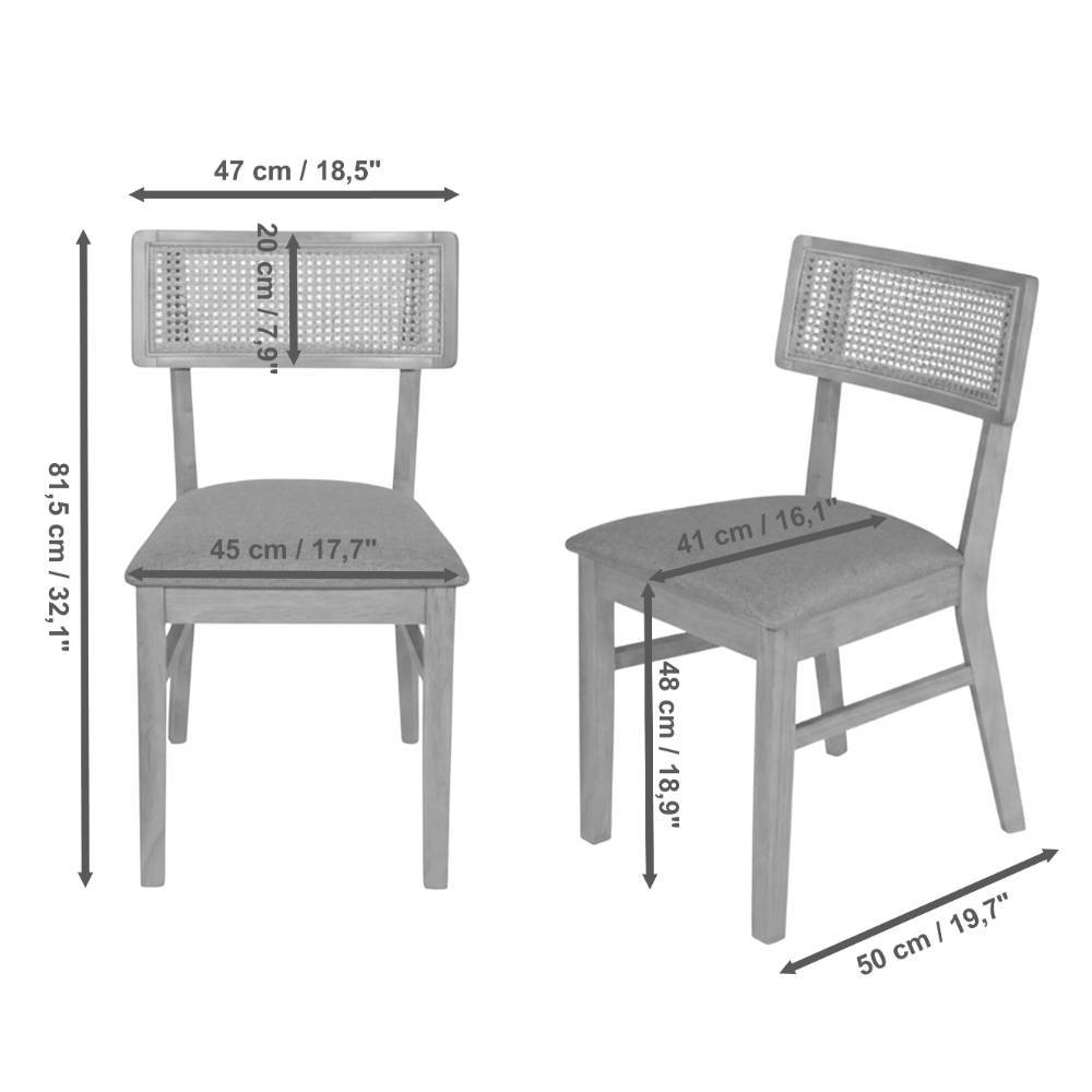 Esstisch Stühle Yasin in Silbergrau und Naturfarben (2er Set)