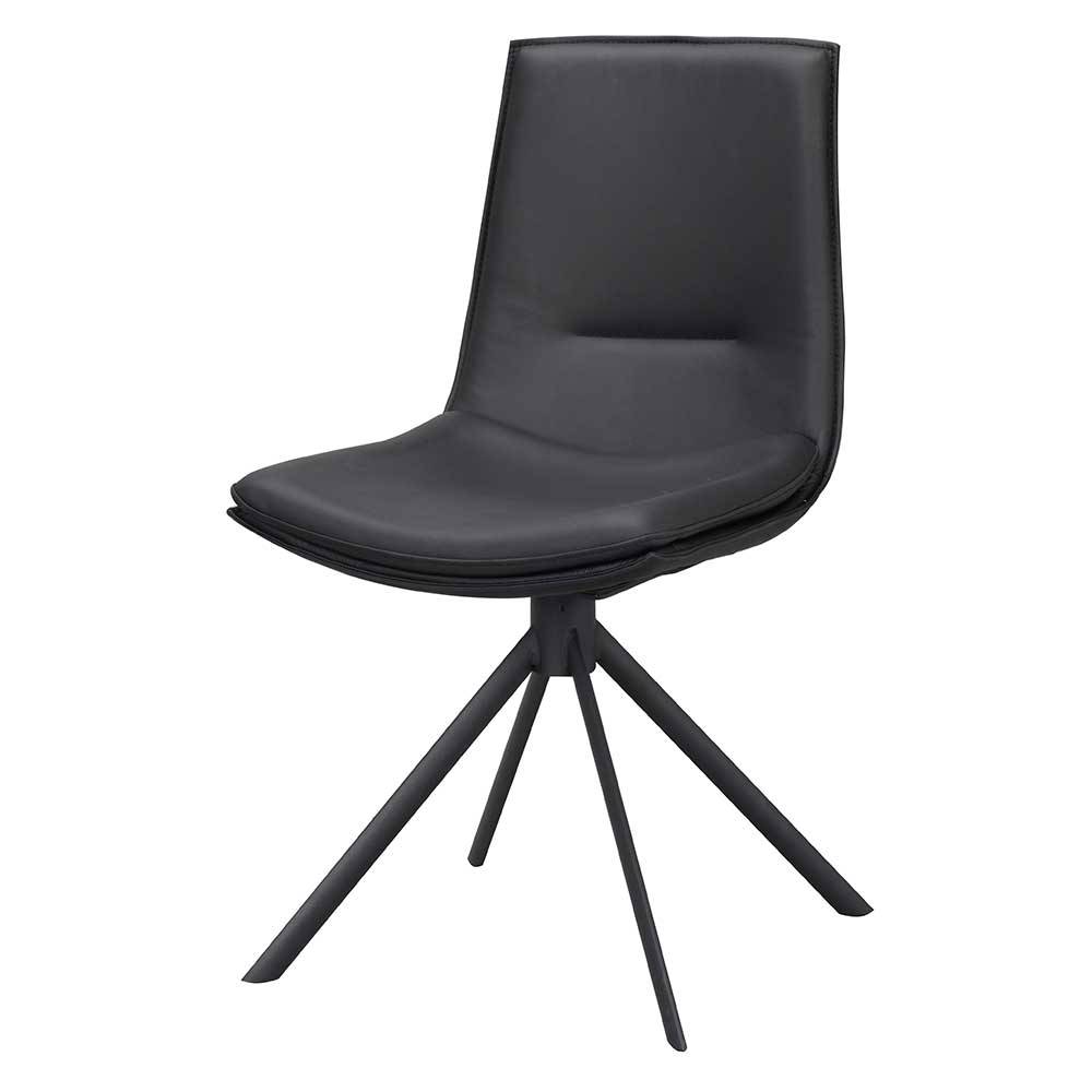 Schwarze Esstisch Stühle Candabria mit Gestell aus Metall 47 cm Sitzhöhe (2er Set)