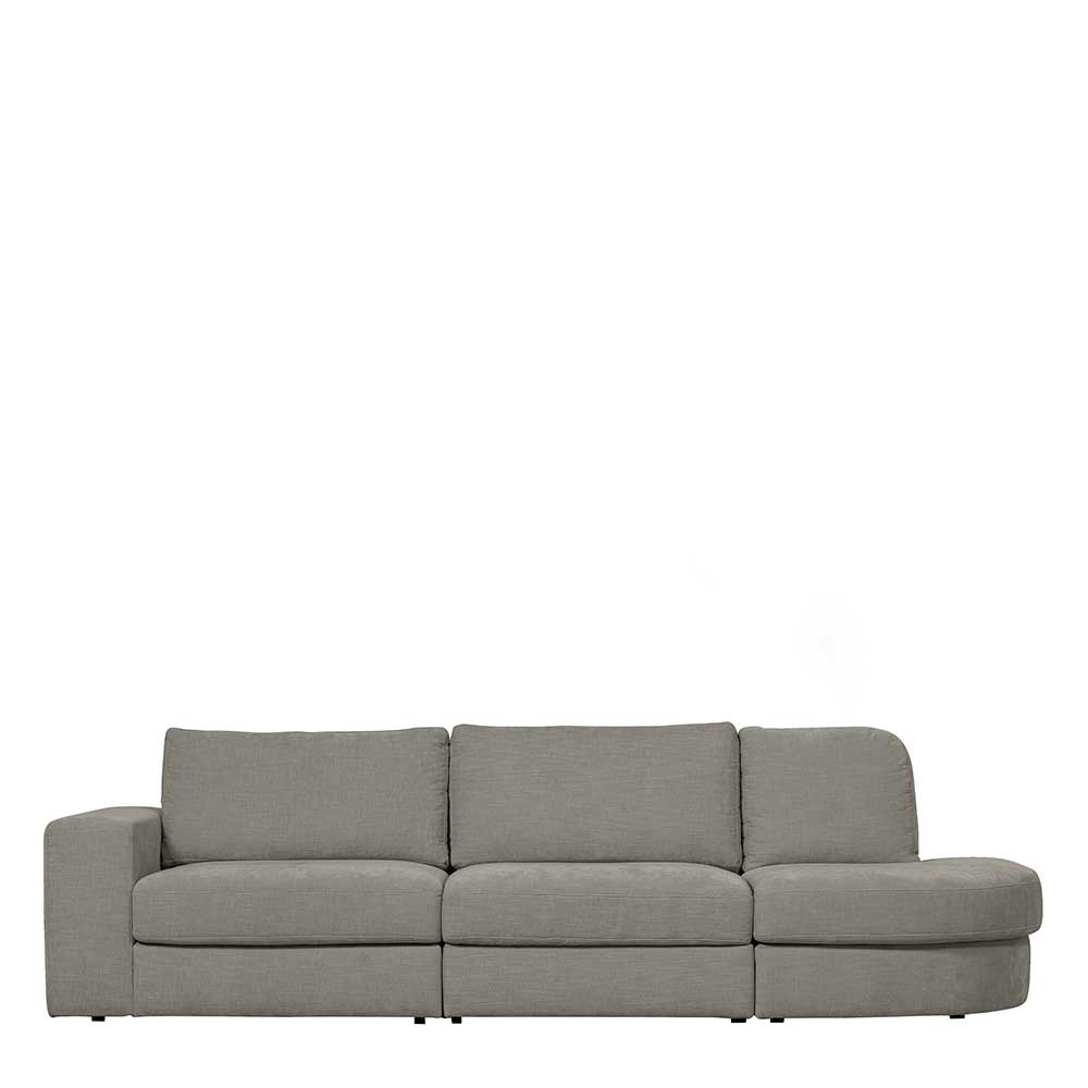 Modulares Sofa Fredoco in Grau mit Armlehne links - Rundung rechts